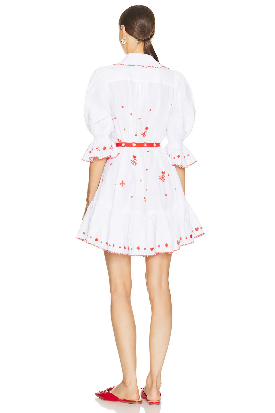 ALM Hearts Embroidered Cotton Poplin Mini Dress