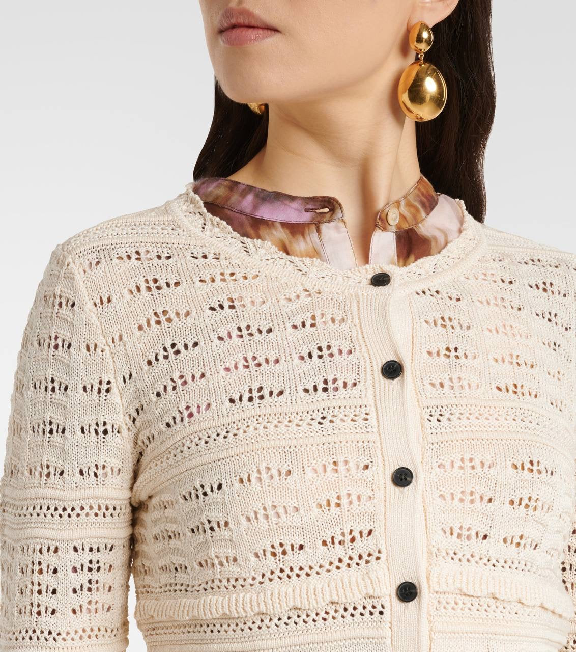IM Ajaline Mixed Pointelle Cotton Cardigan