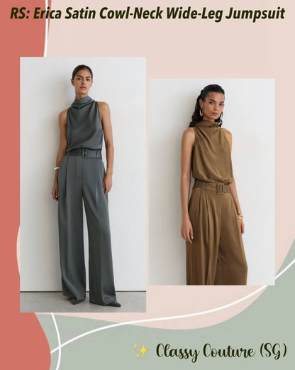RS Erica Satin Cowl-Neck Wide-Leg Jumpsuit