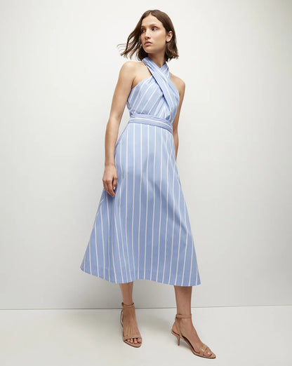 VB Baylee Cotton-Blend Poplin Midi Dress in Hydrangea blue