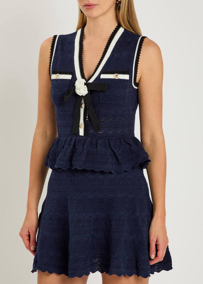 SP Peplum Pointelle Knit Mini Dress