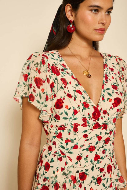 RX Sutton Flutter Sleeve Silk Mini Dress