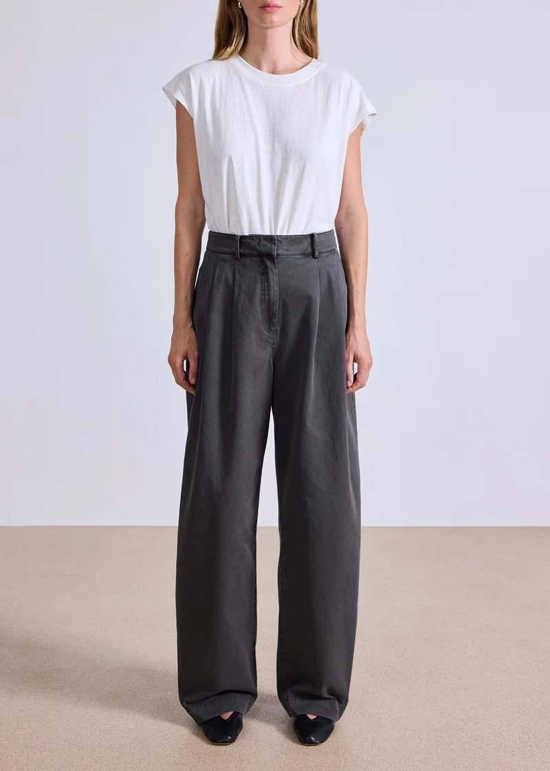 AA Mirabelle Trouser Cotton High Waist Pants in Deep Olive