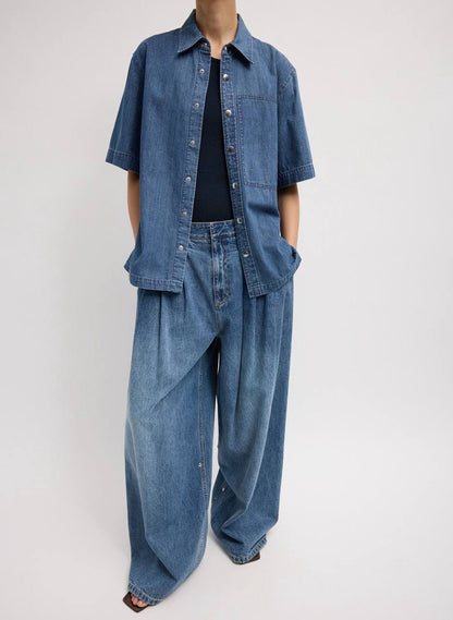 TB Spring Denim Triple Pleat Cotton Jeans
