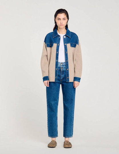 SD Denim And Knitwear Coatigan Oversized Jacket
