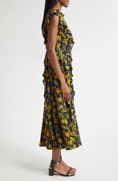 UJ Flo Viscose Ruffle Midi Dress
