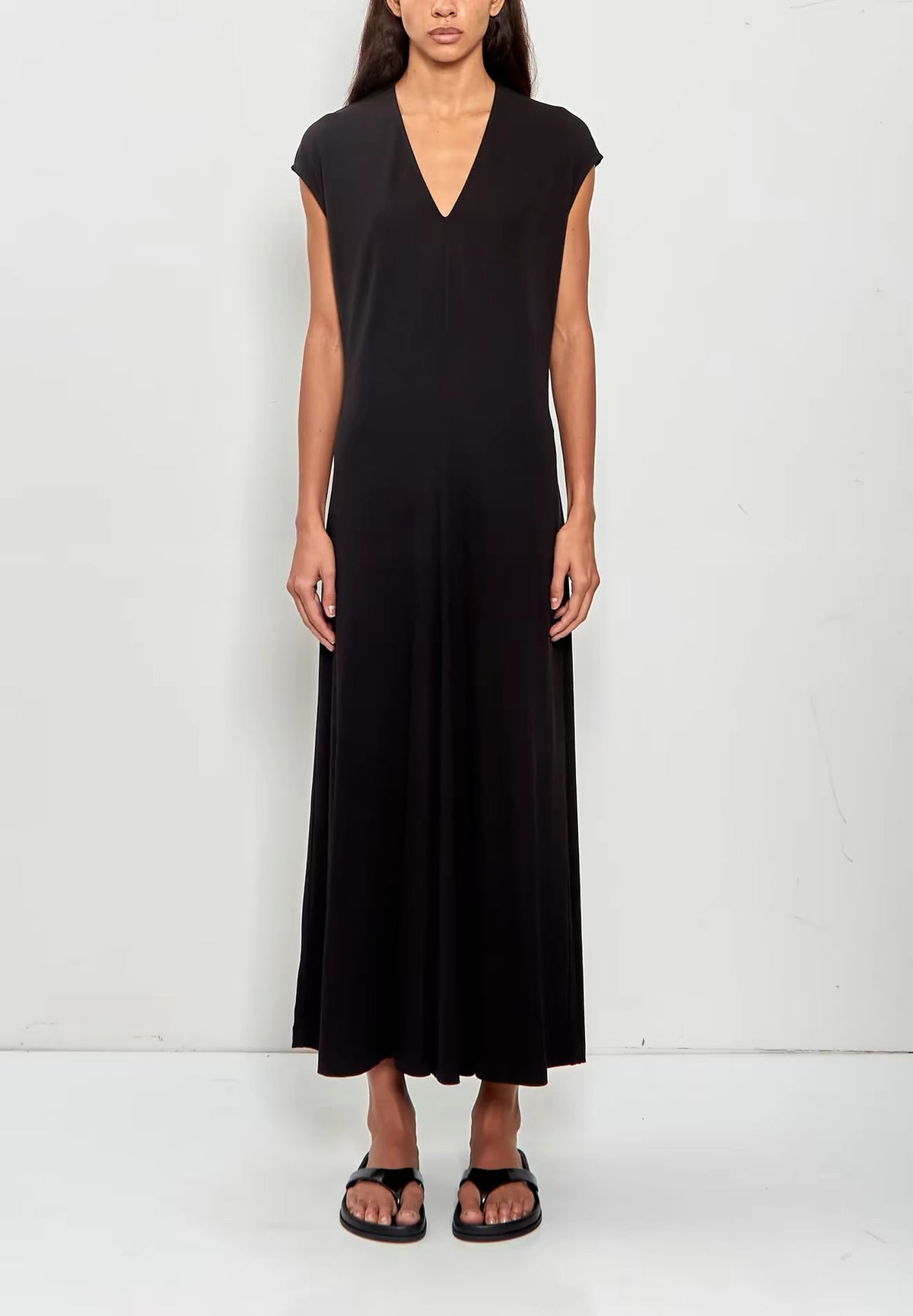 Tot V-Neck Viscose-blend Jersey Cap Sleeve Maxi Dress