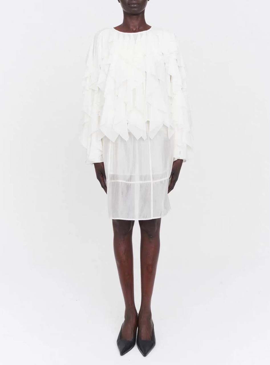 TG Sheer Apron Top | Skirt in White