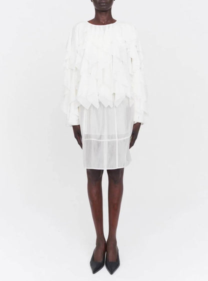 TG Sheer Apron Top | Skirt in White