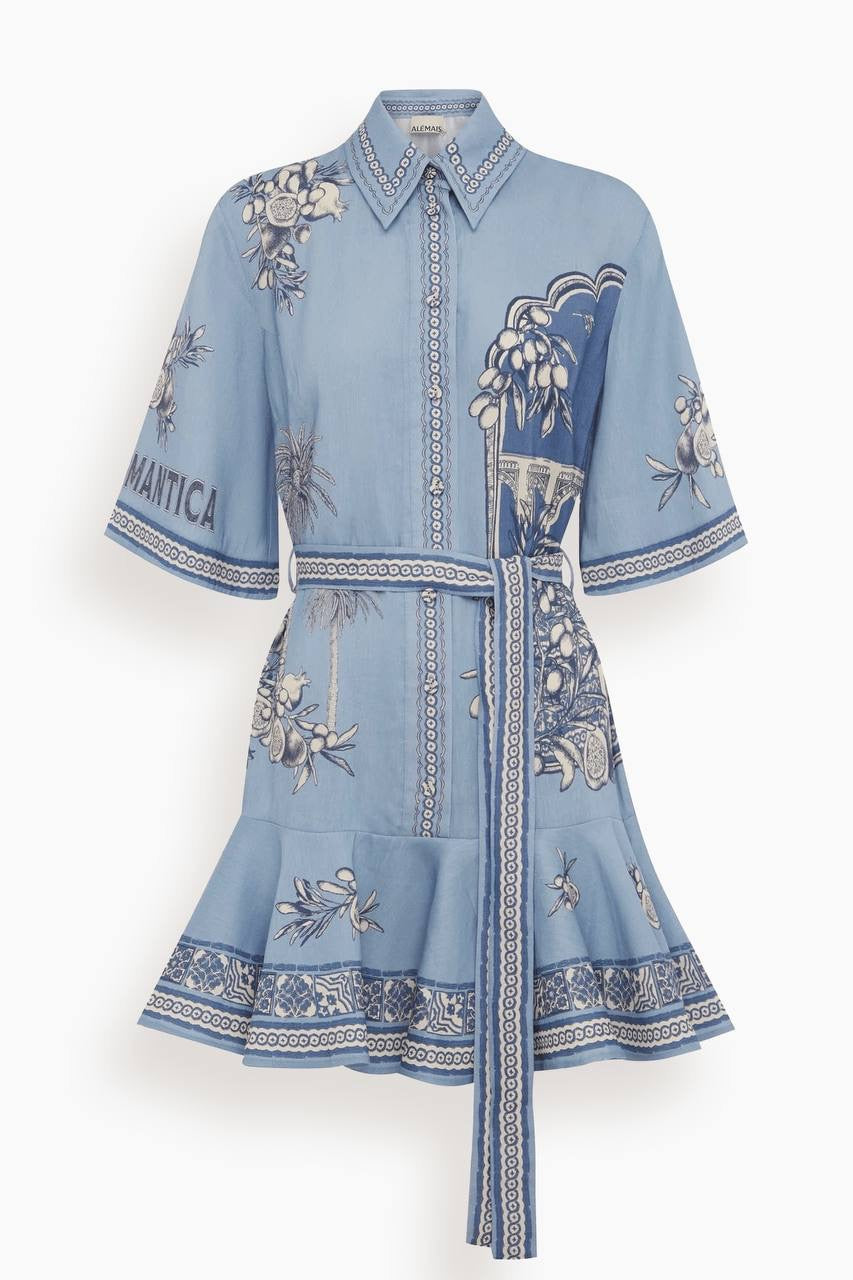 ALM Villa Romantica Linen-viscose Mini Dress ShirtDress