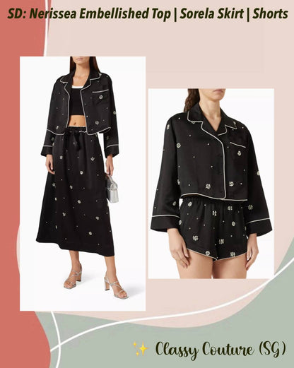 SD Nerissea Embellished Top | Sorela Skirt | Shorts