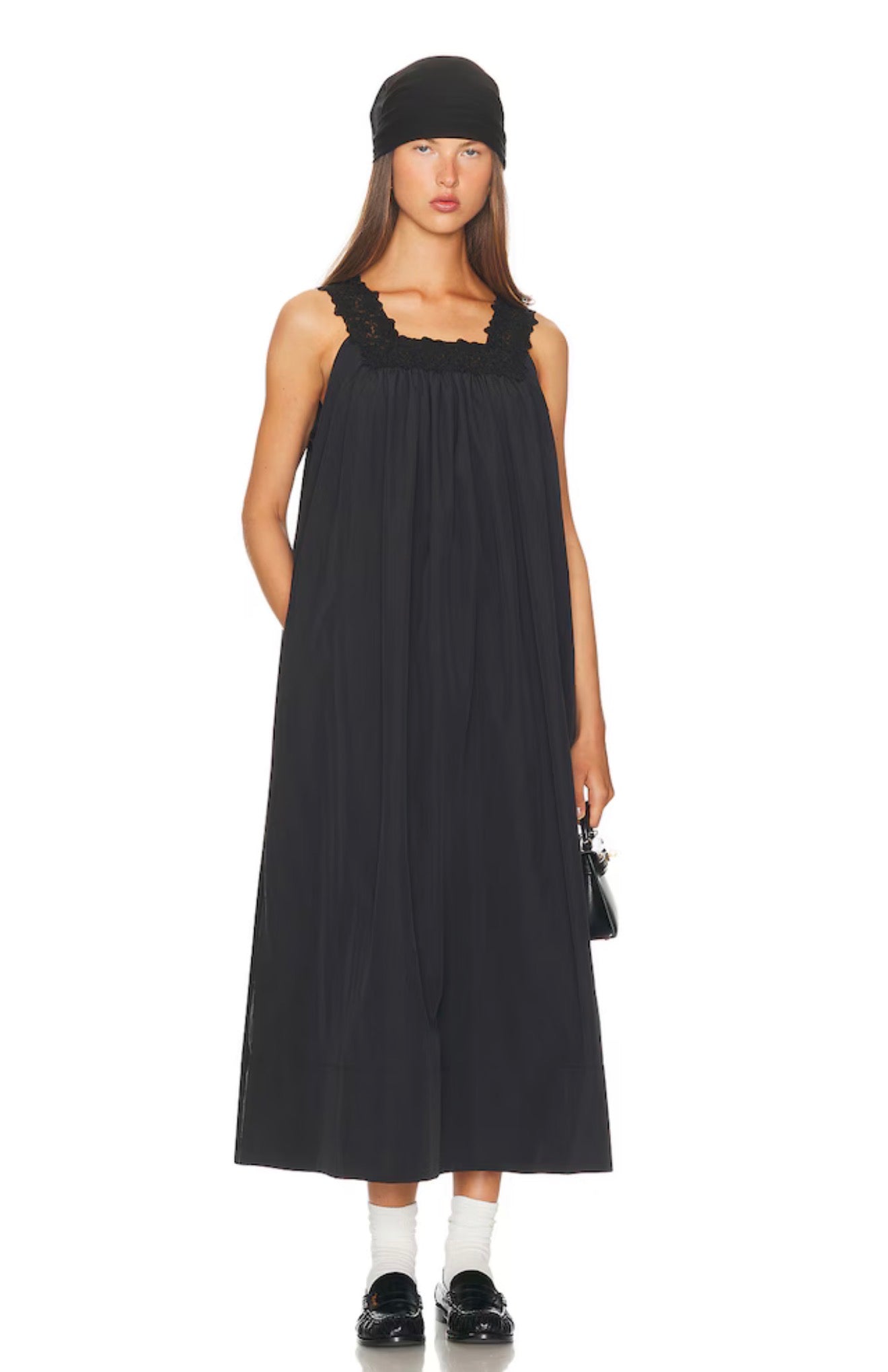 HS Sleeveless Tech Poplin Midi Dress with Lace