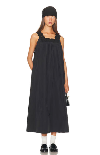 HS Sleeveless Tech Poplin Midi Dress with Lace