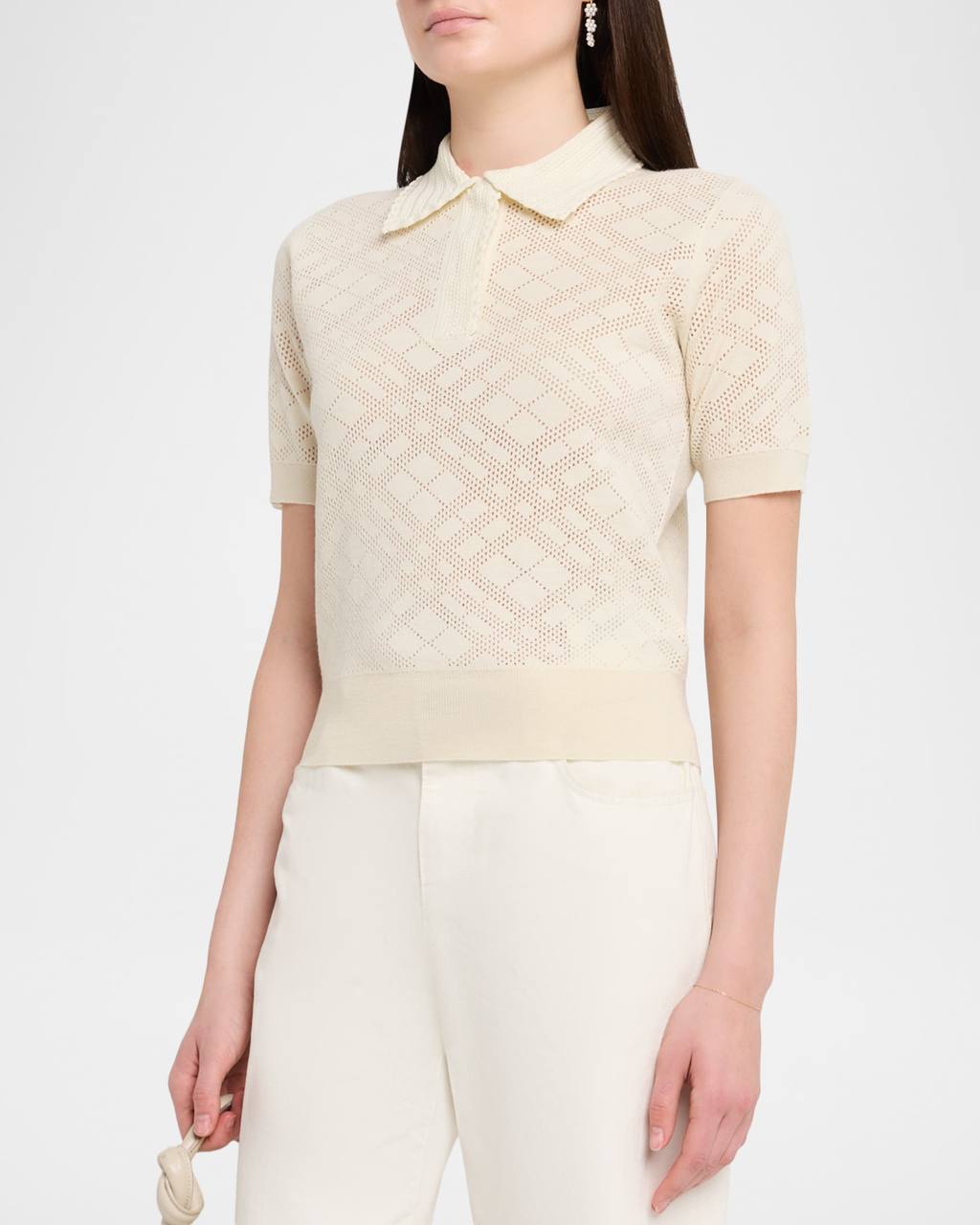BBR Petra Check-Knit Wool-Silk Polo Shirt