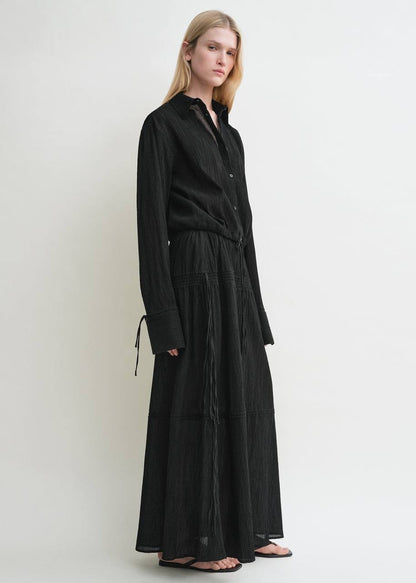 TOT Cotton Drawstring Shirt | Maxi Skirt