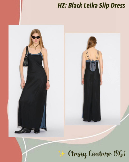 HZ Black Leika Double Slip Midi Dress