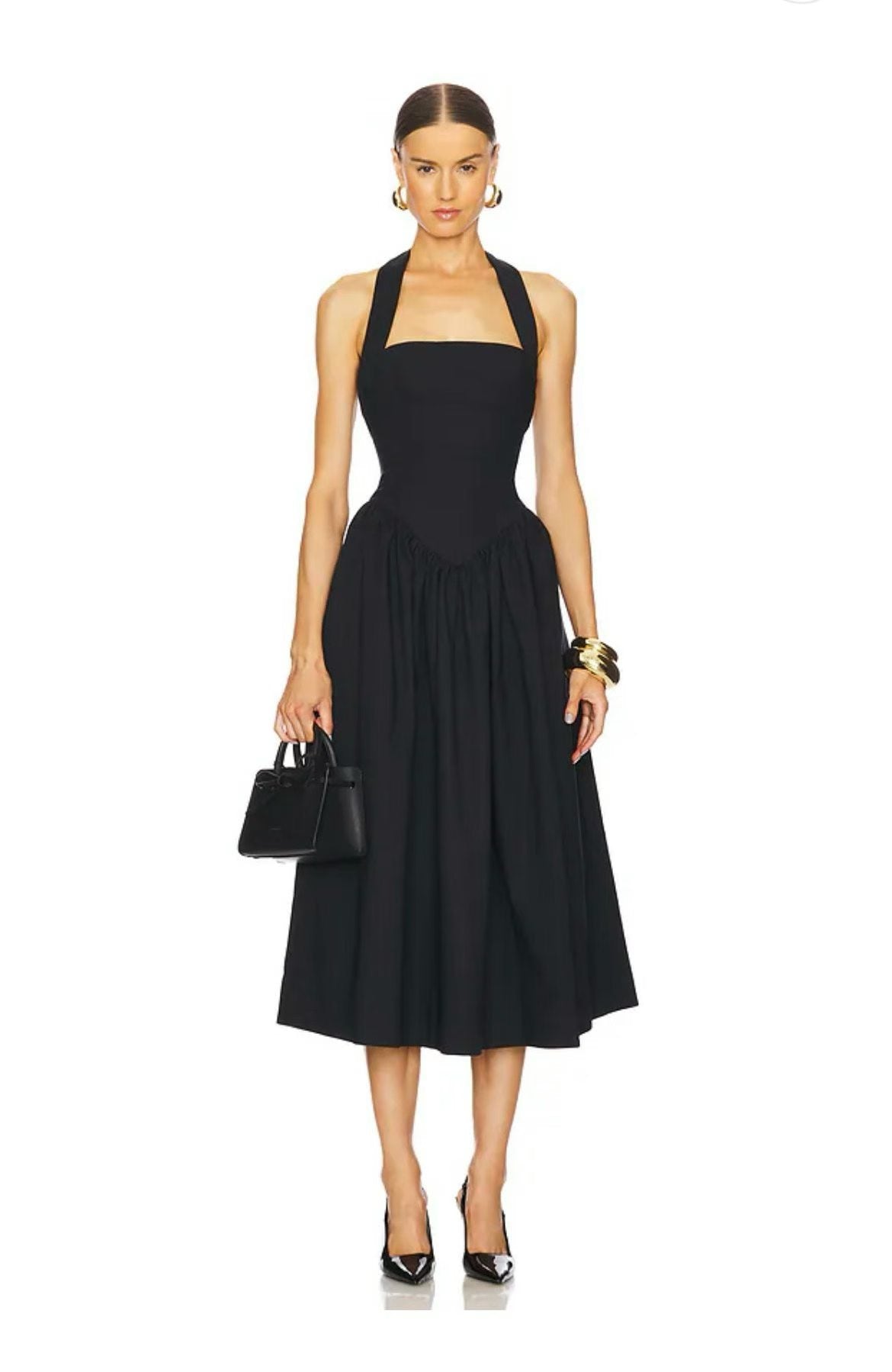 HS Faille Halter Cotton-blend Midi Dress