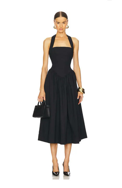 HS Faille Halter Cotton-blend Midi Dress