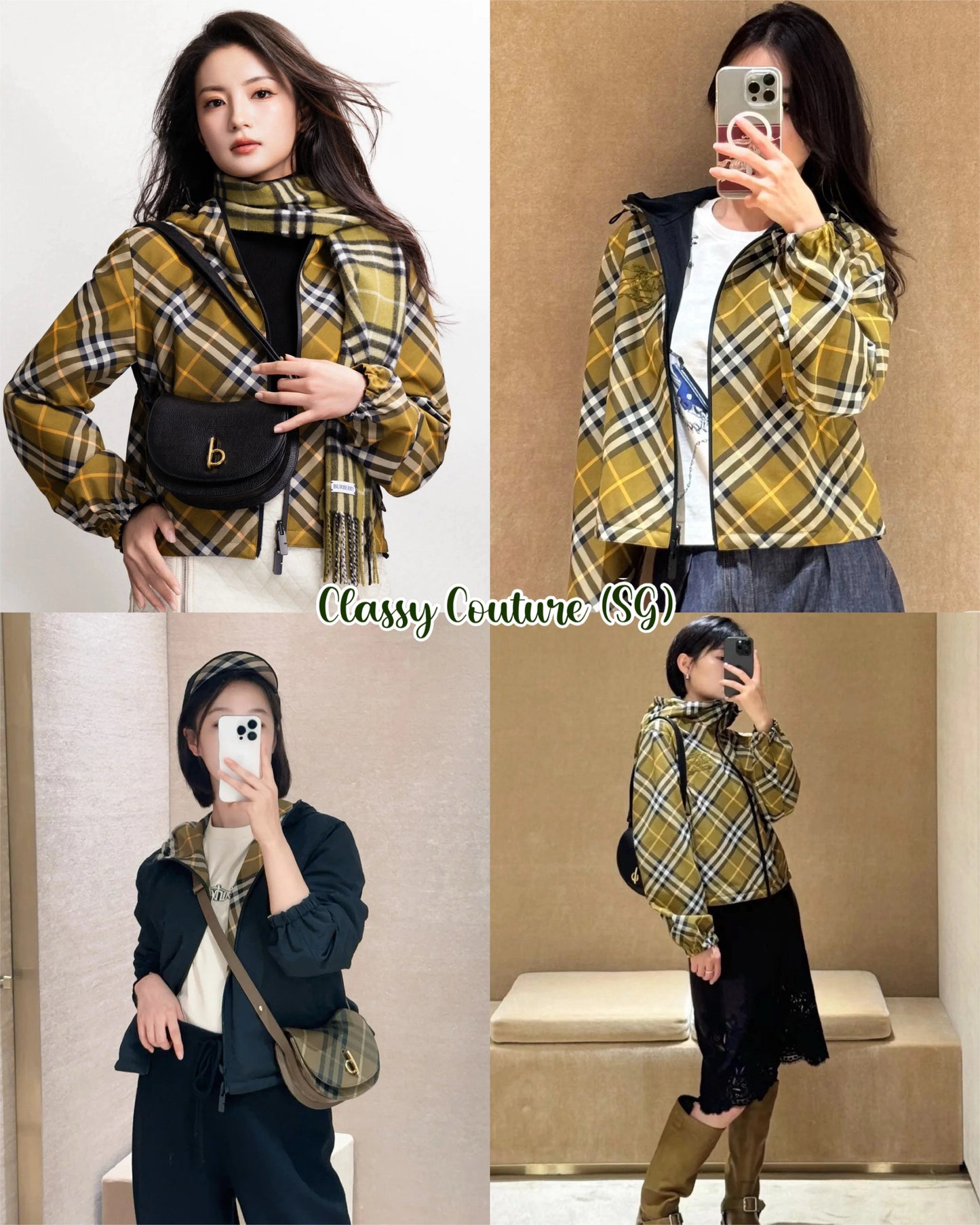BBR Women’s Reversible Check Hooded Cropped Jacket