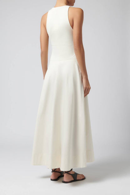 SA Knit Bodice Asymm Viscose-blend Midi Dress