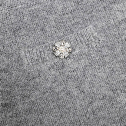 SP Grey Fluffy Crystal Embellished Cardigan | Mini Skirt | Set