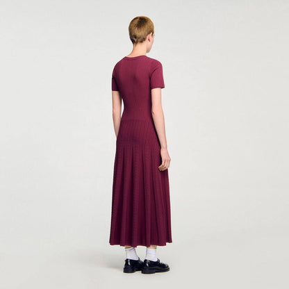 SD Milla Viscose Knit Midi Dress in Navy blue & Wine red