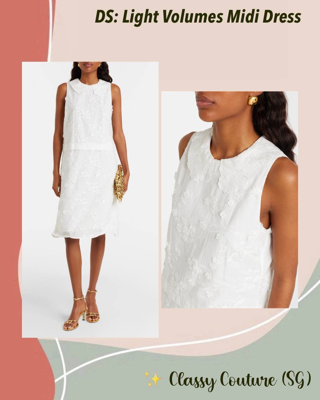 DS Light Volumes Sleeveless Cotton Shift Midi Dress