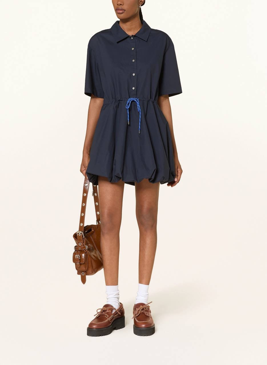 MJ Romimita Short-Sleeved Cotton Bubble Drawstring Mini Dress Shirtdress