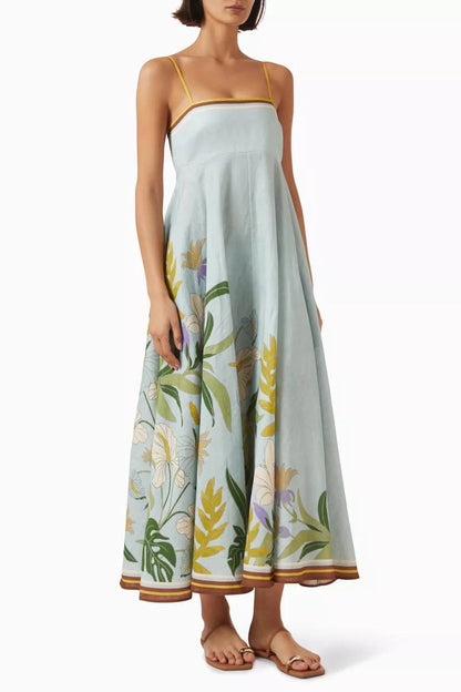 ALM Alfie Linen Sleeveless Sundress Midi Dress