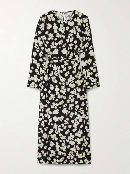 PS Waverly Floral-Print Belted Rayon-blend Jersey Midi Dress