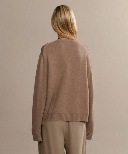 JK Simone V-Neck Wool-Cotton Pullover Sweater