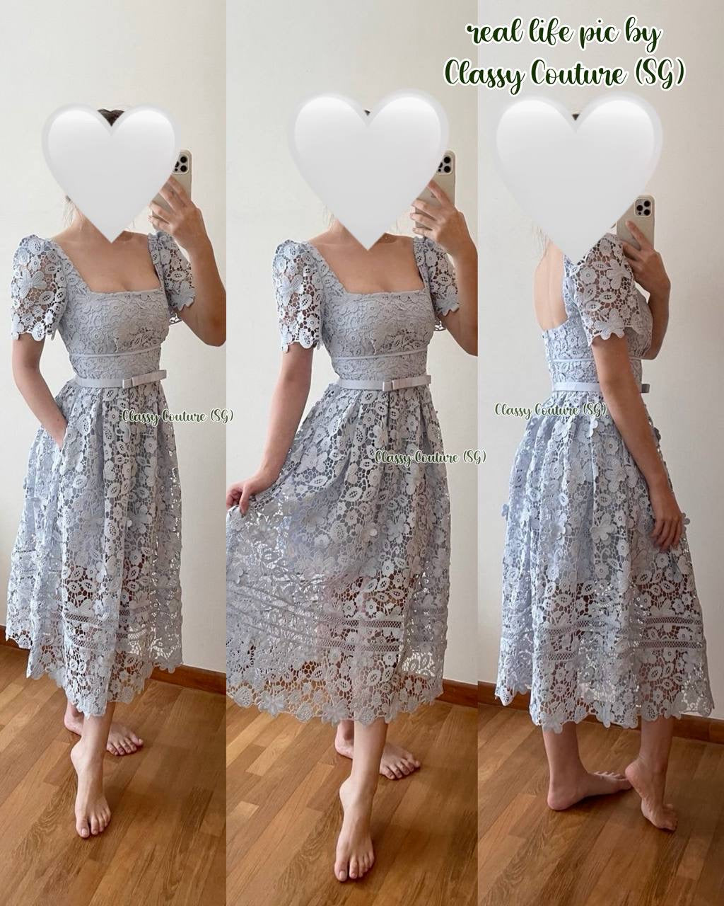 SALE! SP Blue Guipure Lace Midi Dress