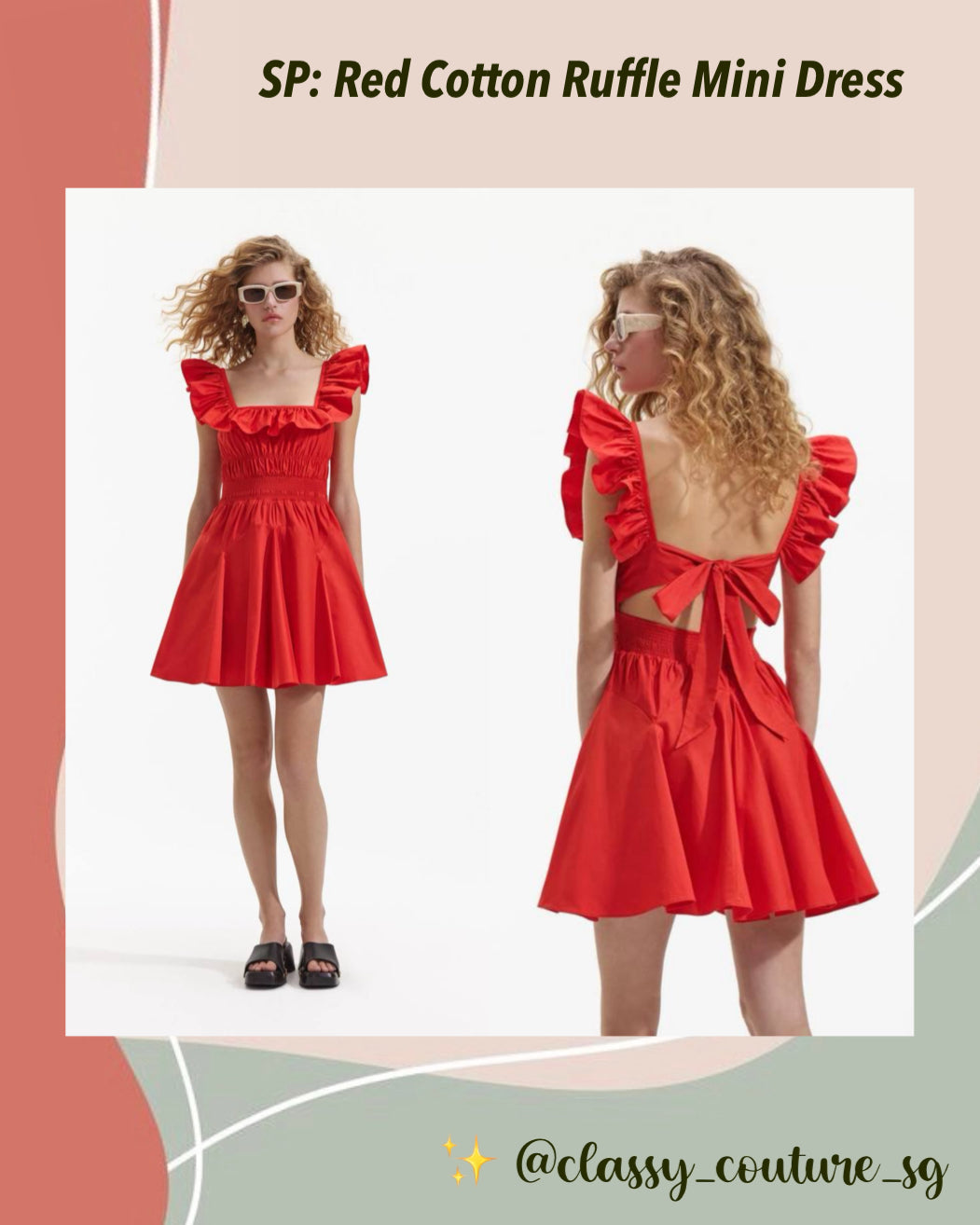 SP Red Cotton Ruffle Mini Dress