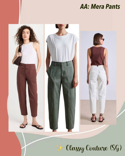 AA Mera Cotton Tapered Barrel High Waist Pants