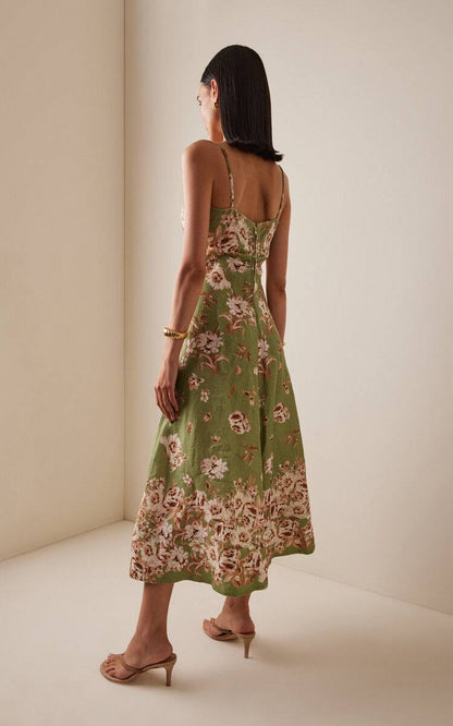 CC Mae Floral Linen Midi Dress