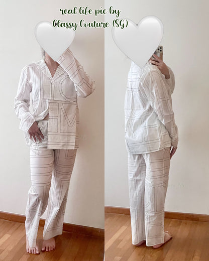 3 Colors! TOT Monogram Sheer Cotton-blend PJ Top | Shorts | Pants | Set