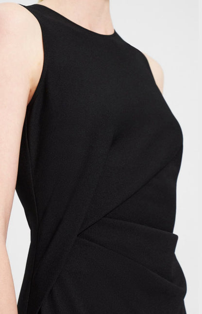 TH Draped Sweater Crepe Jersey Tuck Midi Dress