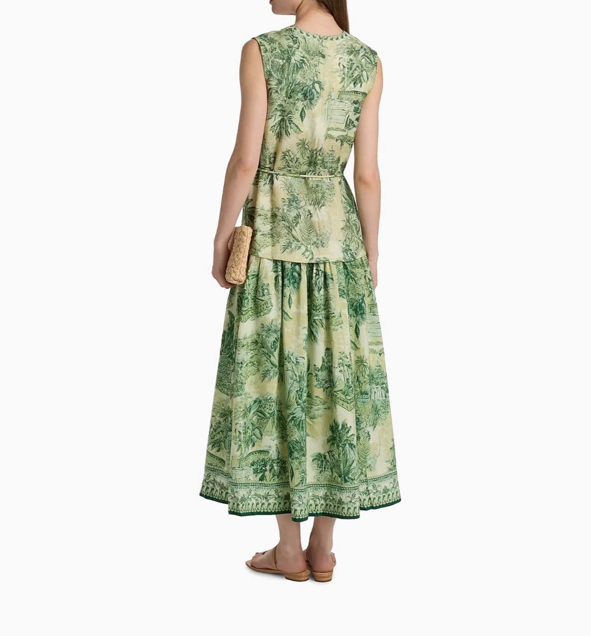 ALM Sara Cotton-Silk Sleeveless V-neck Midi Dress