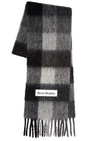 4 Colors! AC Checked Alpaca-Wool-Mohair blend Fringed Scarf