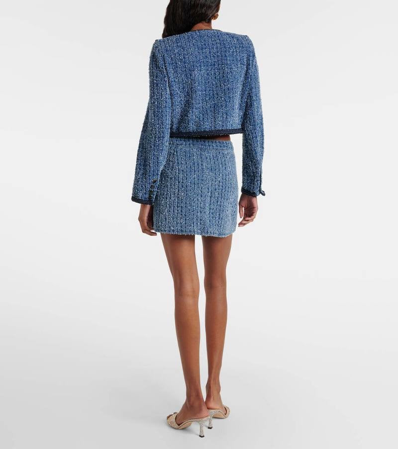 SP Textured Denim Jacket Mini Skirt