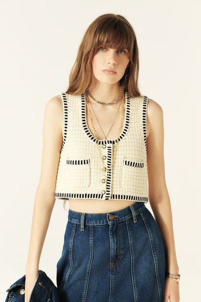 BA Gustave Sleeveless Cotton-blend Knit Cropped Vest