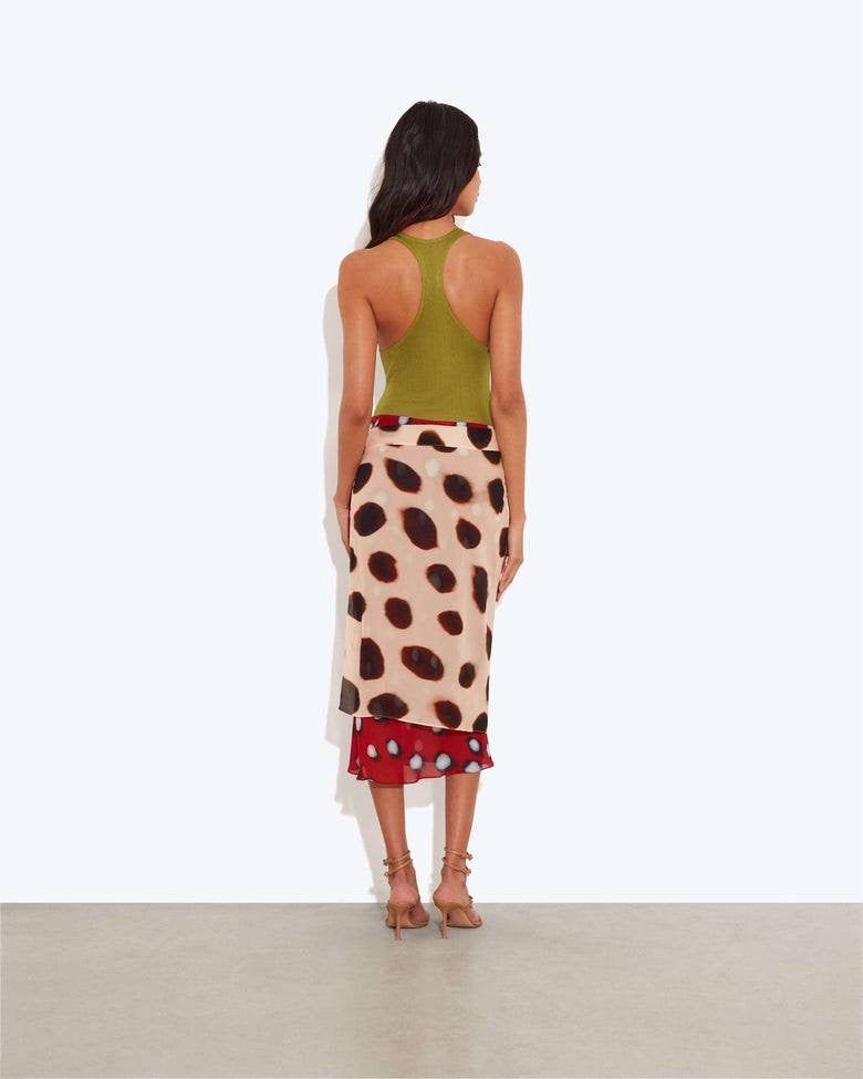RB Rheta Dot Print Viscose Wrap Midi Skirt