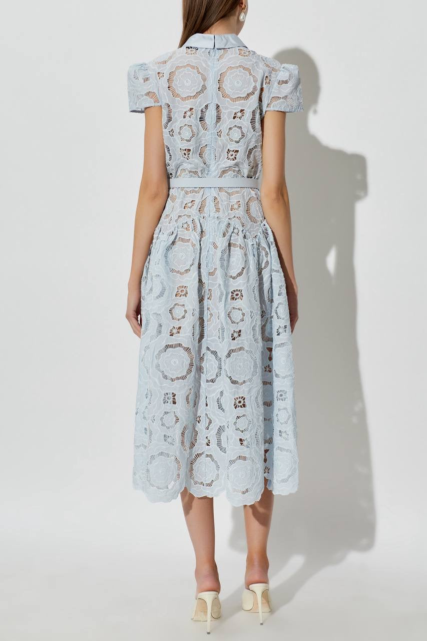 SP Blue Floral Lace Midi Dress