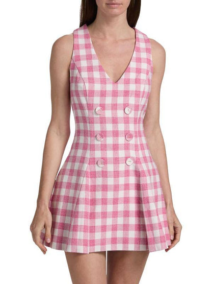 CC Saya Cotton-blend Gingham Vest Mini Dress