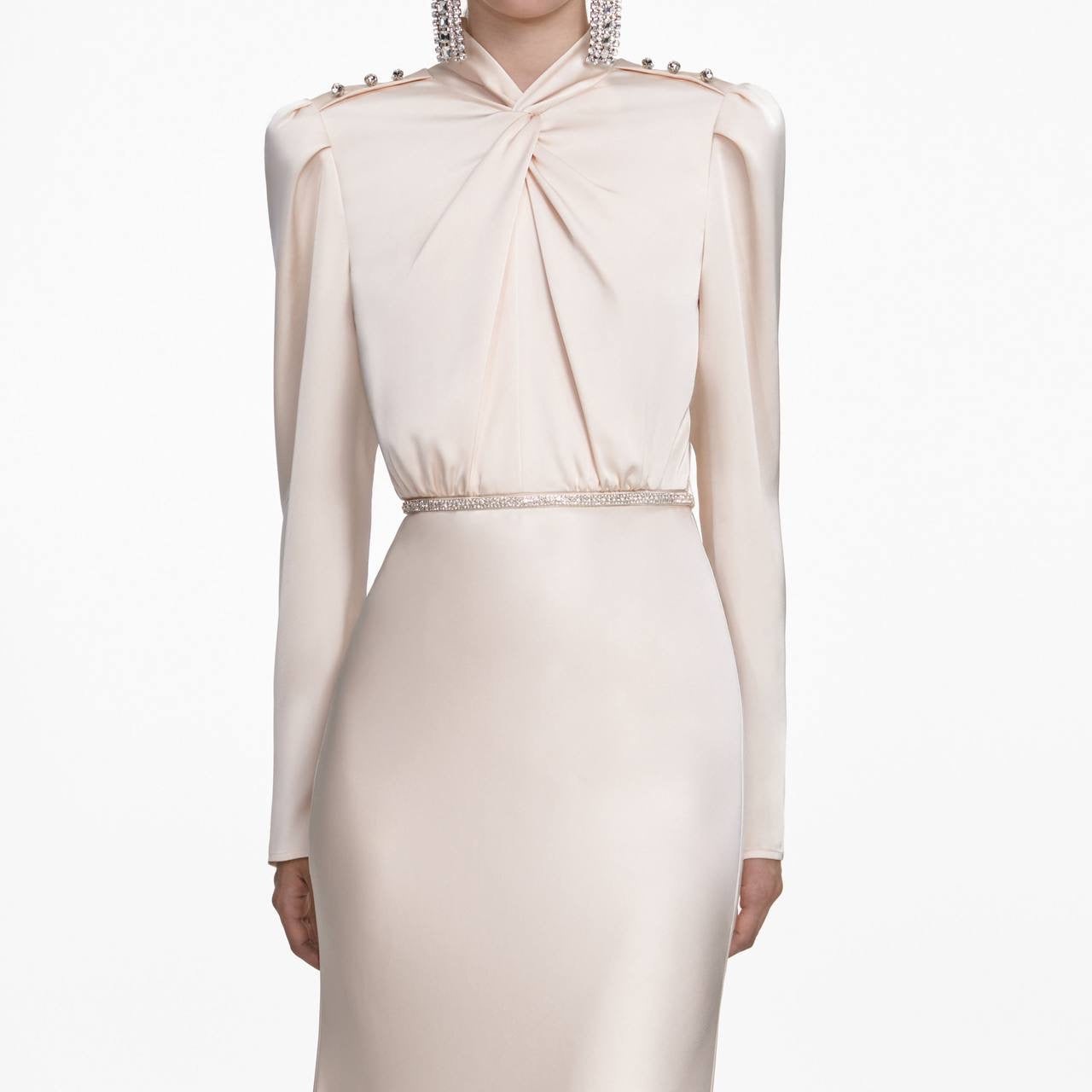 SP Champagne Satin Long Sleeve Maxi Dress