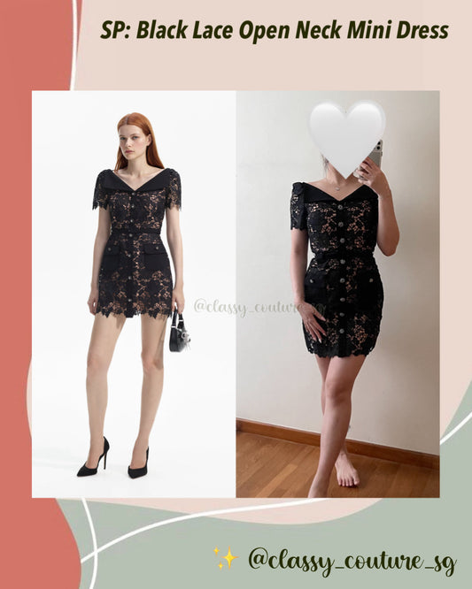 SP Black Lace Open Neck Mini Dress