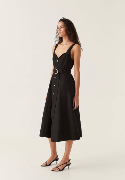 AJ Clay Belted Midi Dress