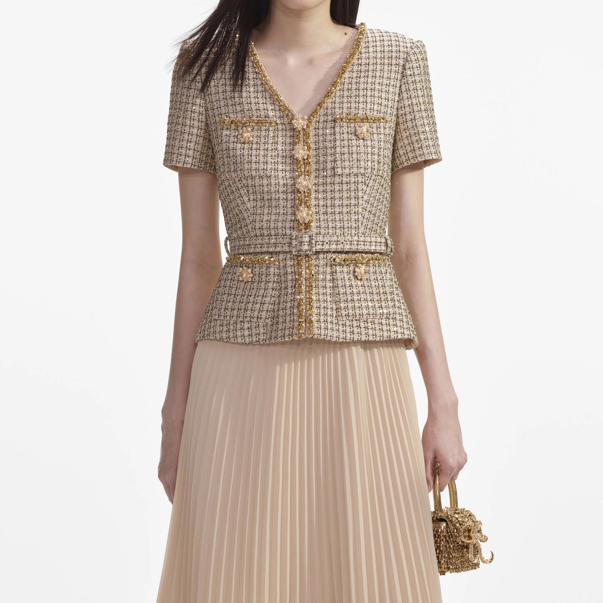SP Gold Boucle Midi Dress SP Gold Boucle Midi Dress