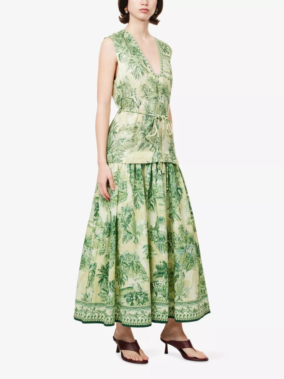 ALM Sara Cotton-Silk Sleeveless V-neck Midi Dress