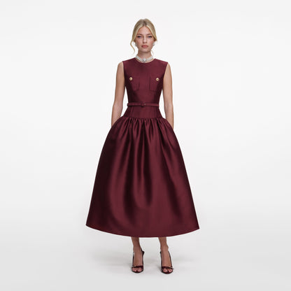SP Pink & Burgundy Taffeta Midi Dress